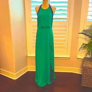 BCBG Camellia Halter-Neck Color-Blocked Dress, Size 6